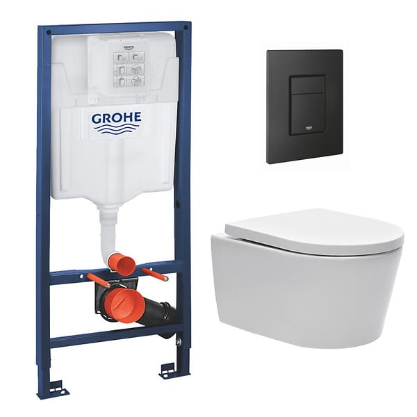 GROHE - Pack WC Rapid SL + Cuvette sans bride Swiss Aqua Technologies + Plaque de commande noir mat (RapidSL-SATrimless-KF0) - large
