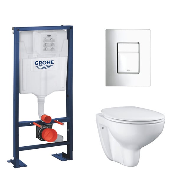 GROHE - Grohe pack WC Rapid SL autoportant  avec cuvette rimless Bau Ceramic (AutoportantBau1) - large