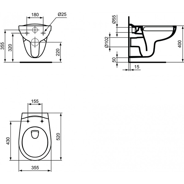 GROHE - Grohe Pack WC Bâti autoportant + WC Porcher rimless + Abattant + Plaque Blanche (ProjectPorcher-3) - large
