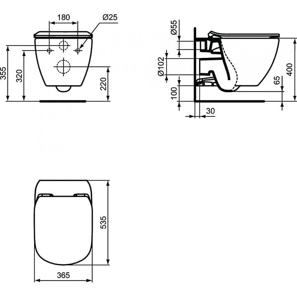 GROHE - Rapid SL + Cuvette TESI aquablade/abattant frein de chute + Plaque de commande + Set d'isolation phonique (Autoportanttesi1) - large