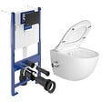 VILLEROY & BOCH - Pack WC Bâti sol mur Villeroy & Boch + WC SAT avec bidet thermostatique + Abattant SoftClose + Plaque noire (VCNSATCL4) - vignette