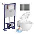 SWISS AQUA TECHNOLOGIES - Swiss Aqua Technologies Pack WC bâti-autoportant + WC sans bride Infinitio avec bidet thermostatique + plaque en acier inoxydable, en PVD, Gun Metal - vignette