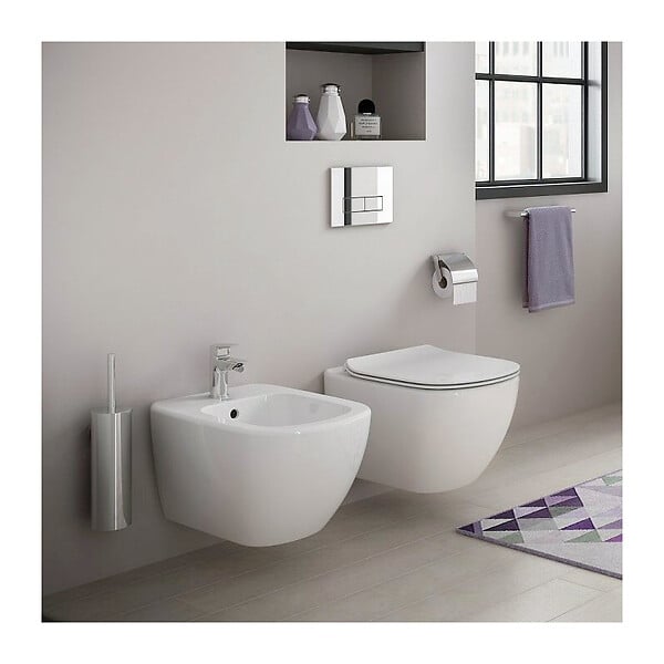GEBERIT - Pack WC Bati Geberit  Duofix + Cuvette Ideal Standard Tesi Aquablade + Plaque de commande Sigma01 Blanche (GEBAQUA-B) - large