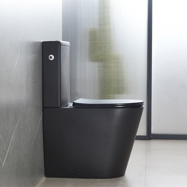 SWISS AQUA TECHNOLOGIES - Swiss Aqua Technologies Brevis WC à poser sans bride + abattant softclose, noir mat (SATBRE031RREXVPBKM) - large