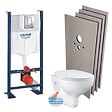 GROHE - Grohe Pack WC bâti-autoportant + Cuvette Bau sans bride + Abattant softclose + Plaque chrome + Set d'habillage (ProjectBau-1-sabo) - vignette