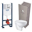 GROHE - Grohe Pack WC bâti-autoportant + Cuvette Bau sans bride + Abattant softclose + Plaque chrome + Set d'habillage (ProjectBau-1-sabo) - vignette