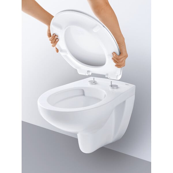 GROHE - Grohe Pack WC bâti-autoportant + Cuvette Bau sans bride + Abattant softclose + Plaque chrome + Set d'habillage (ProjectBau-1-sabo) - large