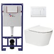 SWISS AQUA TECHNOLOGIES - Swiss Aqua Technologies Pack WC bâti-autoportant + WC SAT sans bride fixations invisibles + Abattant softclose + Plaque blanche (SMART-Brevis-9) - vignette