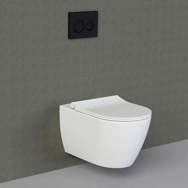 GEBERIT - Pack WC Bati-support Geberit UP100 + WC sans bride Livea Bello + Abattant softclose + Plaque Blanc alpin ( Livea BelloGeb1) - large