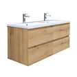 SWISS AQUA TECHNOLOGIES - B-Way 120x46x27 cm double vasque semi-encastrée en marbre coulé pour meuble de salle de bain BWAY2120OAK, blanc (CU12046) - vignette
