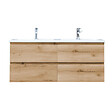 SWISS AQUA TECHNOLOGIES - B-Way 120x46x27 cm double vasque semi-encastrée en marbre coulé pour meuble de salle de bain BWAY2120OAK, blanc (CU12046) - vignette