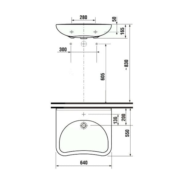 JIKA (GROUPE ROCA) - Mio Lavabo PMR sans obstacle 64x55 cm trou pour robinetterie au milieu (1371.4.000.104.1) - large