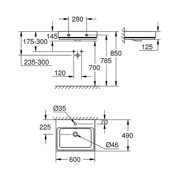 GROHE - Cube Ceramic Lavabo, 600x490 mm, PureGuard, blanc alpin (3947300H) - large