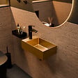 CERAMIA - Ceramia Timeless Lave mains en Acier Inoxydable 304, 40x22x11cm, Or brossé PVD - vignette