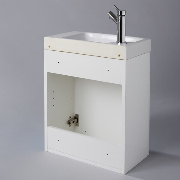 PLANETE BAIN - Pack lave-mains Blanc brillant - Robinetterie Eau froide à gauche - L.42.5 X H.52.5 cm - Hamac 2 - large