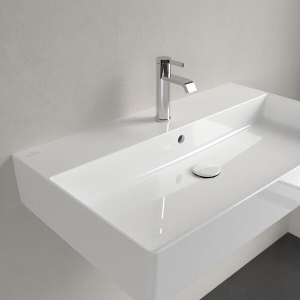 VILLEROY & BOCH - Villeroy & Boch Memento 2.0 Lavabos, 80 x 47 x 14 cm, avec trop-plein, meulé, blanc (4A228G01) - large