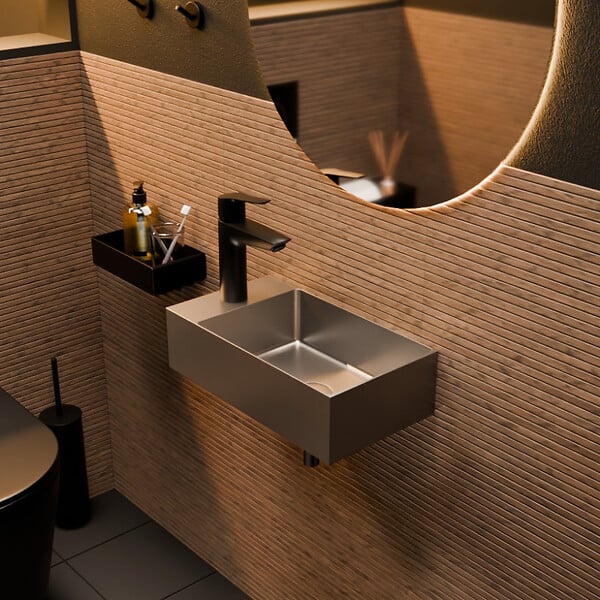 CERAMIA - Ceramia Timeless Lave mains en Acier Inoxydable 304, 40x22x11cm, Chrome brossé - large