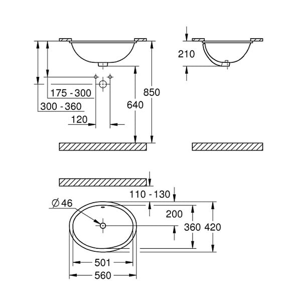 GROHE - Grohe Bau Ceramic Vasque à encastrer 55 cm avec trop-plein, blanc Alpin (39423000) - large