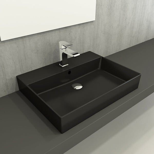 SWISS AQUA TECHNOLOGIES - Lavabo rectangulaire noir mat SAT Infinitio 60,5x46,5 cm (SATINF6046BKM) - large