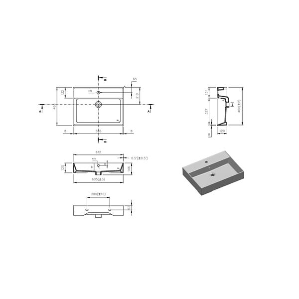 SWISS AQUA TECHNOLOGIES - Lavabo rectangulaire noir mat SAT Infinitio 60,5x46,5 cm (SATINF6046BKM) - large