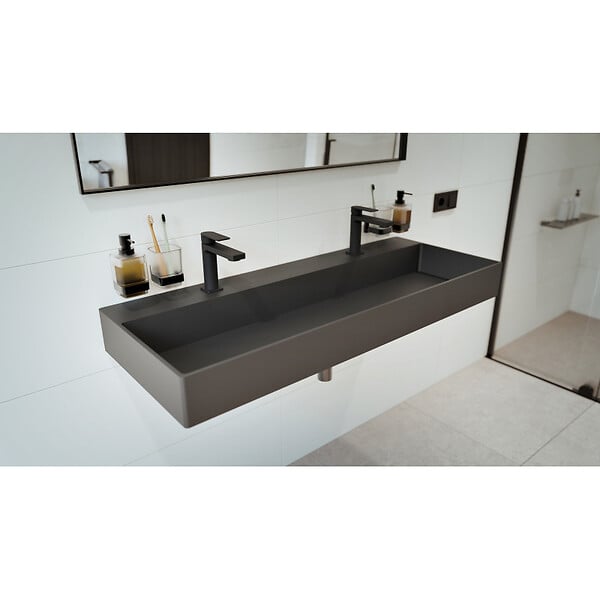 SWISS AQUA TECHNOLOGIES - Lavabo double 121,4 x 46,9 cm, noir mat, SAT Infinitio (SATINF12046BKM) - large