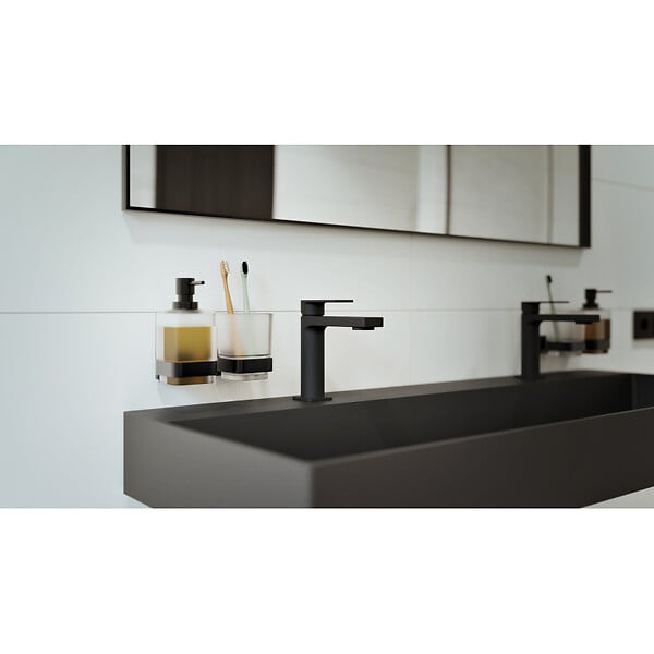 SWISS AQUA TECHNOLOGIES - Lavabo double 121,4 x 46,9 cm, noir mat, SAT Infinitio (SATINF12046BKM) - large