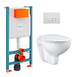VITRA - Pack WC Bâti-support V-Fix + WC Grohe Bau Ceramic sans bride + abattant softclose + Plaque, Blanc Brillant (V-FixBau-1) - vignette