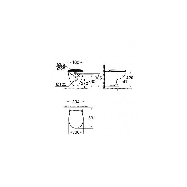 VITRA - Pack WC Bâti-support V-Fix + WC Grohe Bau Ceramic sans bride + abattant softclose + Plaque, Blanc Brillant (V-FixBau-1) - large