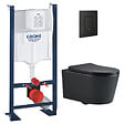 GROHE - Pack WC Bâti-support Rapid SL + WC SAT sans bride noir mat + Abattant softclose + Plaque noire mat - vignette