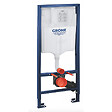 GROHE - Pack WC Bâti-support Rapid SL + Vitra Normus WC suspendu sans bride + Abattant frein de chute + Plaque Chrome - vignette