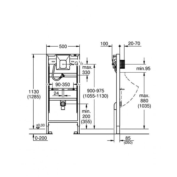 GROHE - Bâti support Rapid SL pour urinoir (38786001) - large