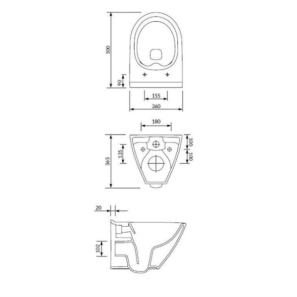 CERSANIT - Cersanit Mille Cuvette suspendue sans bride avec abattant softclose, Blanc (S701-454-ECO) - large