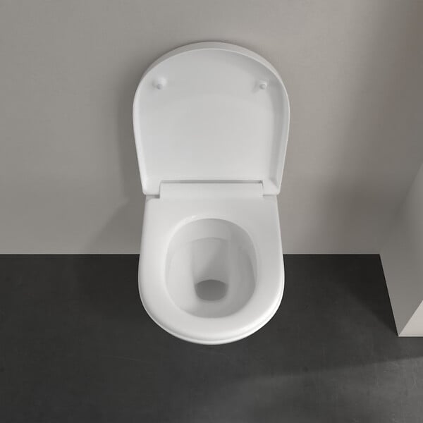 VILLEROY & BOCH - Cuvette suspendue à fond creux, 36x49x33 cm + Abattant avec frein de chute, blanc (O.NOVOCOMPACT) - large
