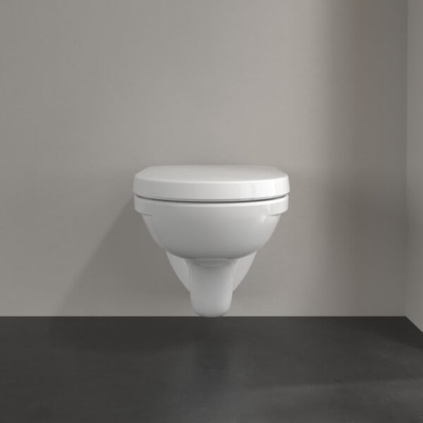 VILLEROY & BOCH - Cuvette suspendue à fond creux, 36x49x33 cm + Abattant avec frein de chute, blanc (O.NOVOCOMPACT) - large