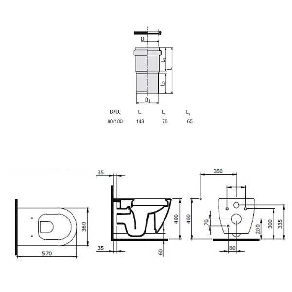 VILLEROY & BOCH - ViConnect Pro S Pack WC bâti Villeroy & Boch + WC suspendu sans bride Livea + abattant SoftClose + plaque (VCNBELLO2SPCH) - large