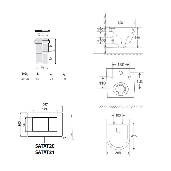 SWISS AQUA TECHNOLOGIES - Swiss Aqua Technologies Pack WC bâti-support léger 112 cm ECO 2L Swiss Aqua Technologies + WC suspendu Swiss Aqua Technologies + plaque (STEST67WR01-FR) - large