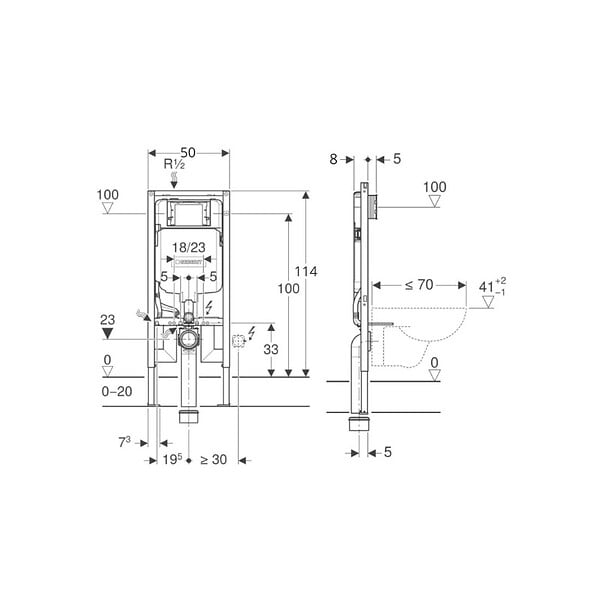 GEBERIT - Pack WC Bati-support Geberit UP720 + WC sans bride SAT Infinitio noir mat + Fixations cachees + Abattant softclose - large