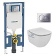 GEBERIT - Pack WC Bati-support Geberit extra-plat UP720 + WC Ideal Standard Tesi Aquablade + Abattant softclose + Plaque Chrome - vignette