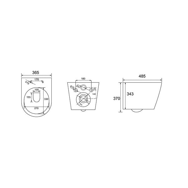 GEBERIT - Pack WC Bati-support Geberit + WC Swiss Aqua Technologies Infinitio sans bride + plaque Delta 50 noir mat - large