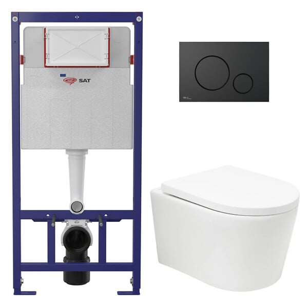 SWISS AQUA TECHNOLOGIES - Swiss Aqua Technologies Pack WC bâti ECO 2L Swiss Aqua Technologies + WC suspendu Swiss Aqua Technologies + plaque noir mat (STESTBRWT02-FR) - large