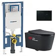 GEBERIT - Pack WC Bati-support Geberit slim + WC sans bride Swiss Aqua Technologies + plaque noire mat (SLIMBLSATASP) - vignette