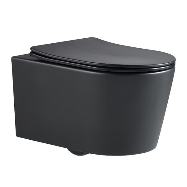 GEBERIT - Pack WC Bati-support Geberit slim + WC sans bride Swiss Aqua Technologies + plaque noire mat (SLIMBLSATASP) - large