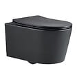 GEBERIT - Pack WC Bati-support Geberit slim + WC sans bride Swiss Aqua Technologies + plaque noire mat (SLIMBLSATASP) - vignette