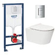 GROHE - Pack WC Bâti-support Rapid SL + WC sans bride Brevis + Abattant softclose + Plaque chrome (RapidSL-Brevis-1-SP) - vignette