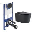 VILLEROY & BOCH - Pack WC Bâti-support sol mur Villeroy & Boch + WC SAT sans bride + Abattant SoftClose + Plaque noire (VCNBLSAT4) - vignette
