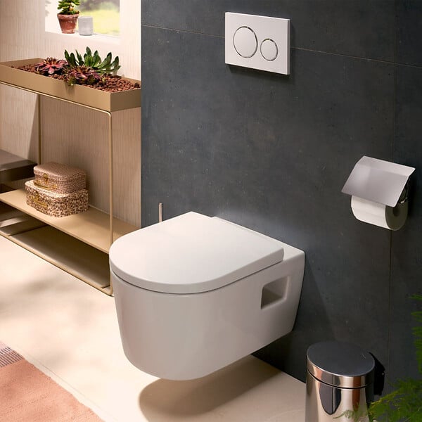 VITRA - V-Fix Core Pack WC bâti-support + WC sans bride Hansgrohe EluPuraS + Abattant SoftClose + Plaque Noir mat (VFIXPURA9) - large