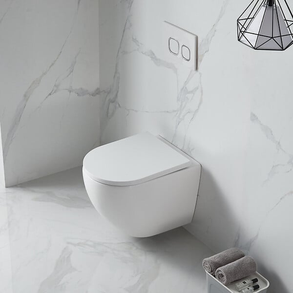 GROHE - Pack WC Bâti-support + WC sans bride Vortex SAT Fusion + Abattant softclose + Plaque Chrome - large