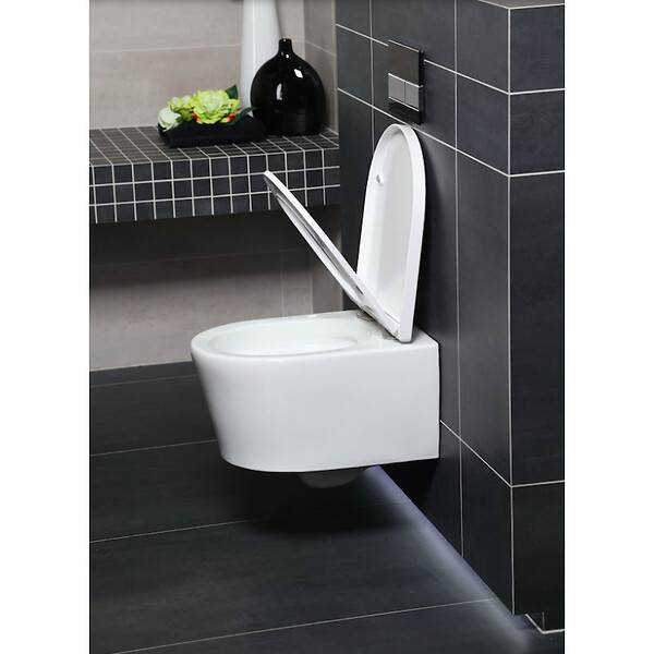 VILLEROY & BOCH - Pack WC Bâti-support + WC sans bride Swiss Aqua Technologies + Plaque blanche + Set d'isolation phonique - large