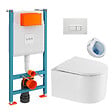 VITRA - Vitra  Pack WC Bâti-support V-Fix + WC sans bride SAT Delano + Abattant SoftClose + Plaque, Blanc Brillant (V-FixDelano-1) - vignette
