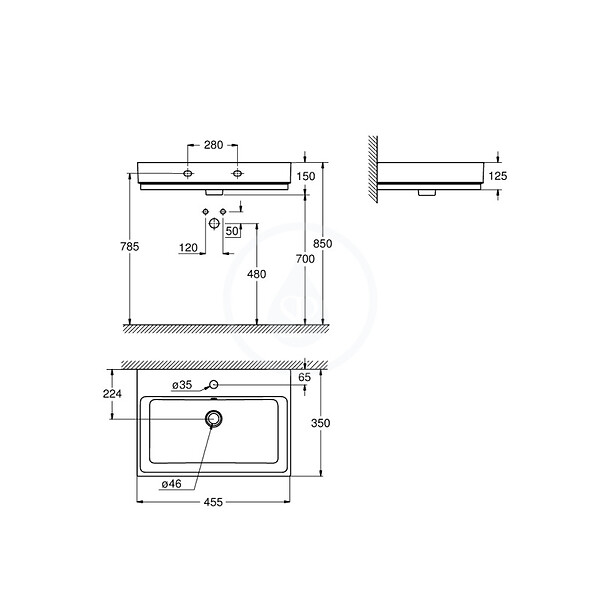 GROHE - Cube Ceramic Lave-mains, 455x350 mm, PureGuard, alpine blanc (3948300H) - large